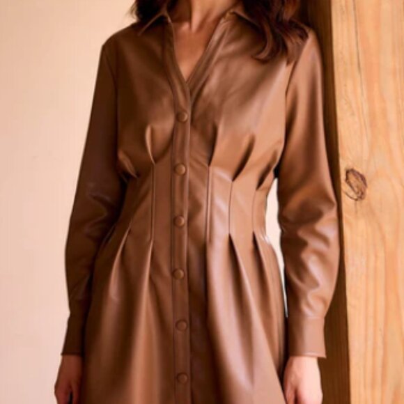 Avara Dresses & Skirts - Avara Faux Leather Collier Dress